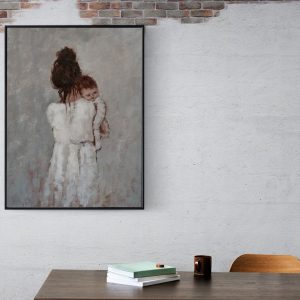 Mother and Child Art Print: Motherhood Painting Poster in Neutral Colours (Unframed)