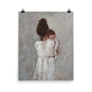 Mother and Child Art Print: Motherhood Painting Poster in Neutral Colours (Unframed)