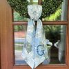 Chinoiserie Magnolia Wreath Sash, Embroidered Monogram, Floral, Front Door Decor
