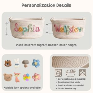 Custom Handmade Basket | Cotton rope weaving | Storage Basket | XS-XL | Option Icons